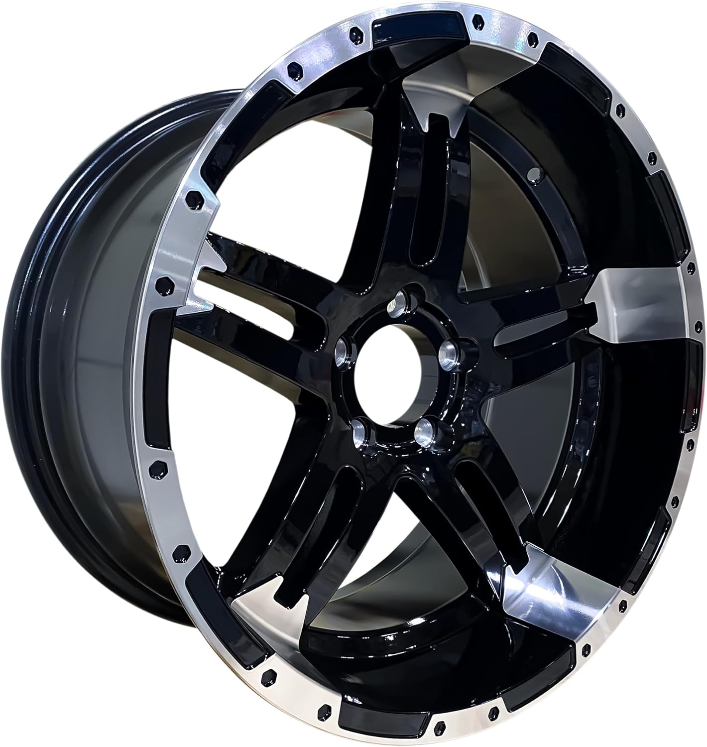 eCustomrim 18x9 Trailer Wheel Gloss Black Turismo Machined Face 5 Lug On 4.5 Center 18x9 Rim