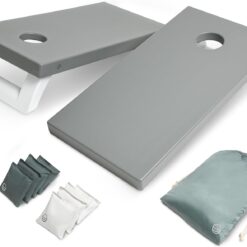 GoSports Coast Modern All Weather Cornhole Board Set - 4 x 2 ft Regulation Size - Premium Outdoor Game for Adults & Family, Gray