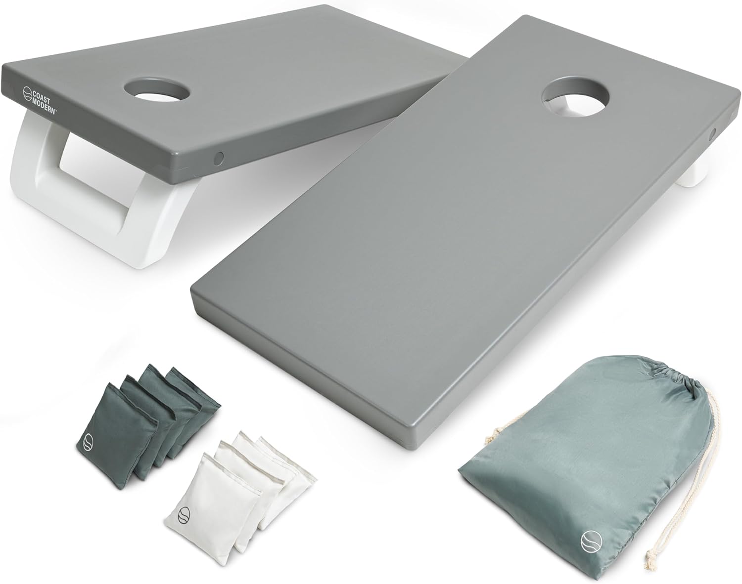 GoSports Coast Modern All Weather Cornhole Board Set - 4 x 2 ft Regulation Size - Premium Outdoor Game for Adults & Family, Gray