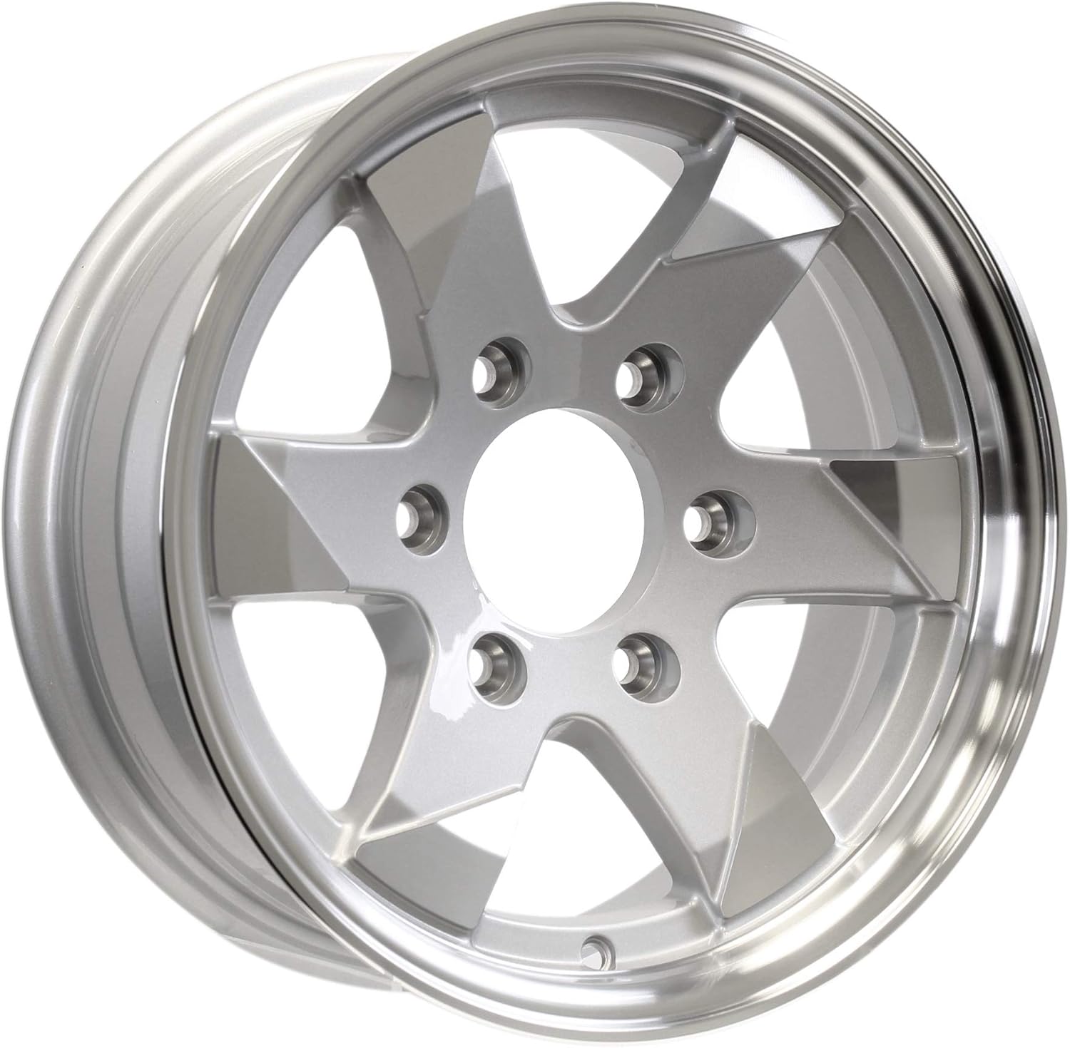 eCustomrim Aluminum Trailer Wheel 15 Inch 6 Lug On 5.5 Ascent Silver Grey Brushed Rim Face