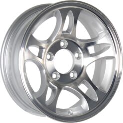 eCustomrim Aluminum Trailer Wheel 15X5 15 Inch 5 Lug 4.5 Center T03 Silver Grey Rim