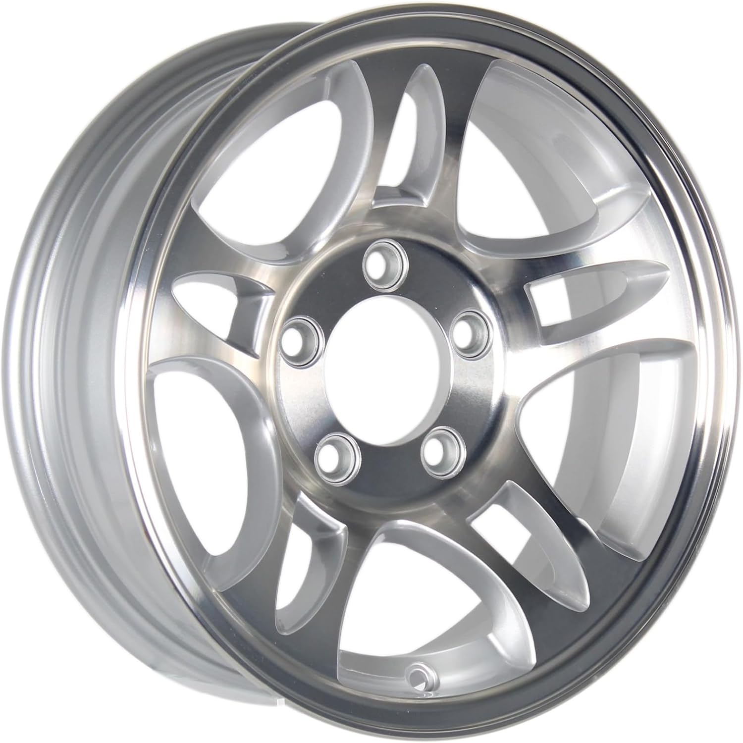eCustomrim Aluminum Trailer Wheel 15X5 15 Inch 5 Lug 4.5 Center T03 Silver Grey Rim