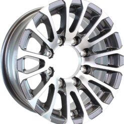 eCustomrim Aluminum Trailer Wheel 16X6 16 Inch 8 Lug 6.5 Center Avalanche Gun Metal Rim 4.90 Center Bore