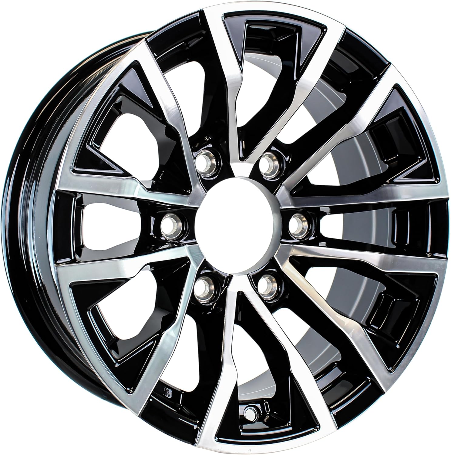 eCustomrim Aluminum Trailer Wheel 16X6 16 Inch Edge Black 6 Lug On 5.5 Inch Center Rim 3.75 Center Bore