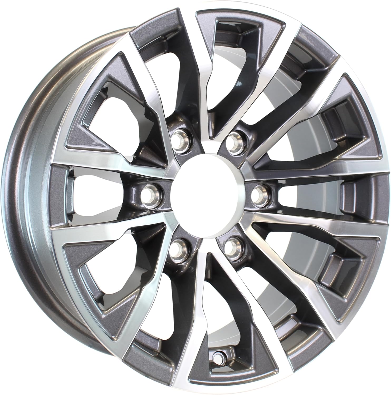 eCustomrim Aluminum Trailer Wheel 15X6 15 Inch 6 Lug 5.5 Center Edge Gun Metal Rim 3.75 Center Bore