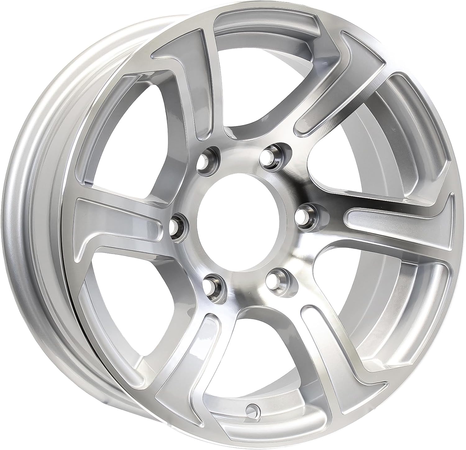 eCustomrim Aluminum Trailer Wheel 15X6 15 Inch 6 Lug 5.5 Center Summit Silver Grey Rim