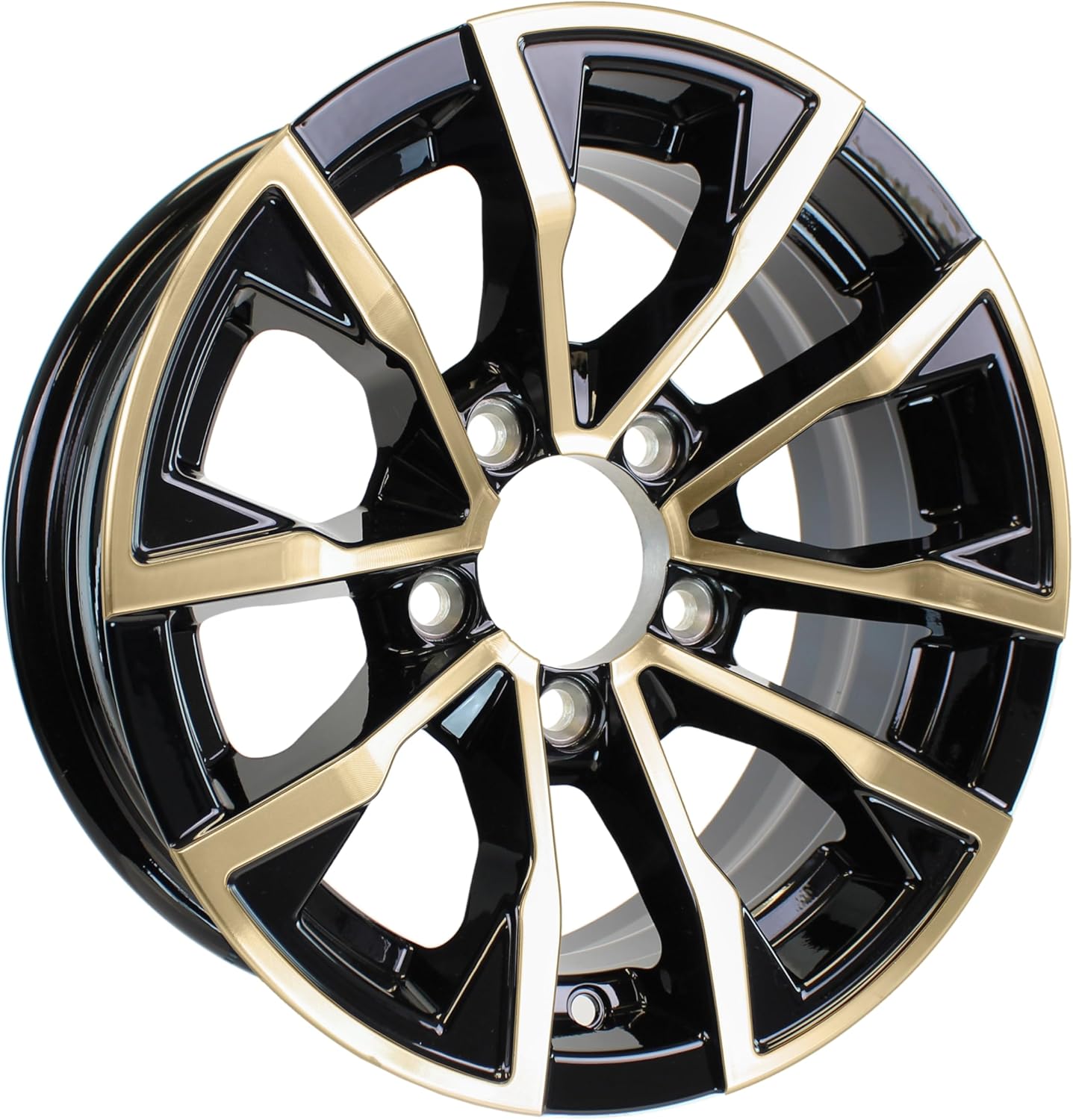 eCustomrim Brushed Gold Aluminum Trailer Wheel 14X5.5 14 Inch Edge Style 5 Lug On 4.5 Inch Center Rim 3.19 Center Bore