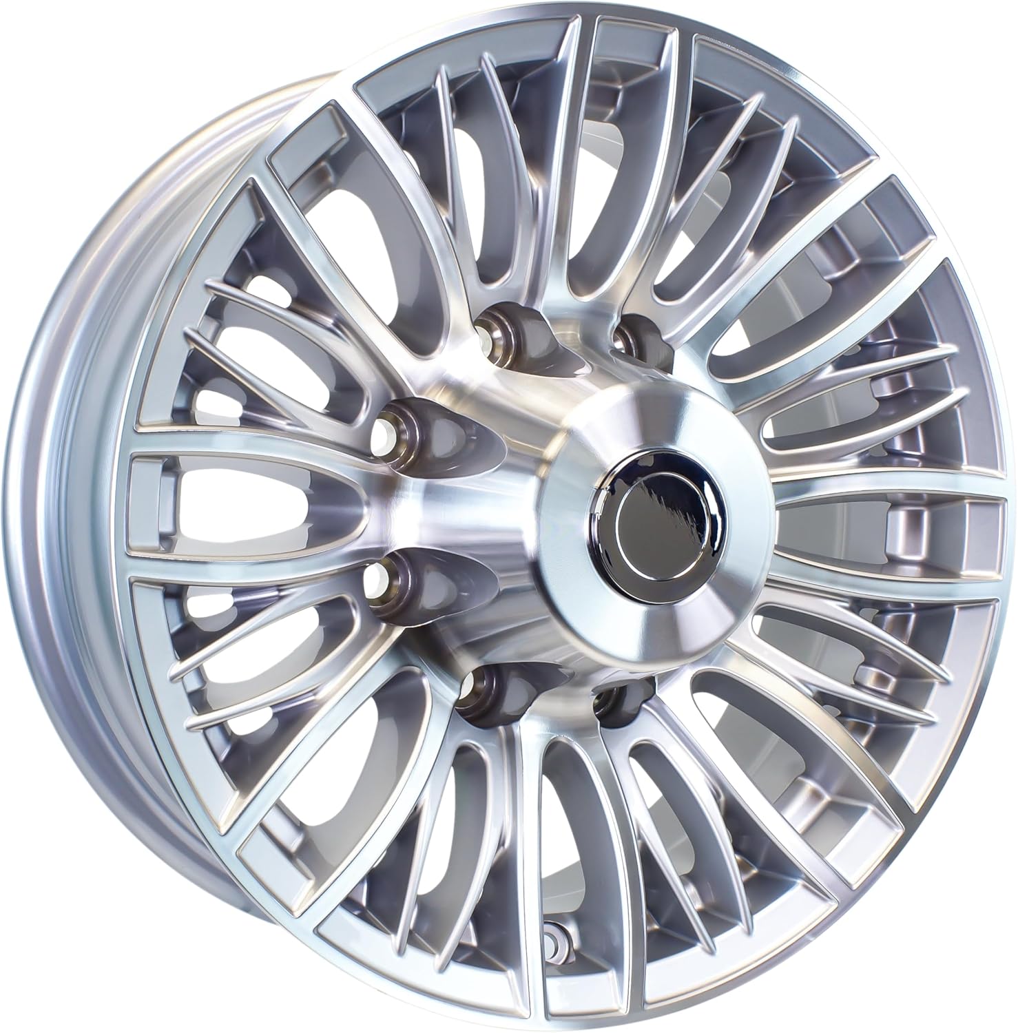 eCustomrim Aluminum Trailer Wheel 16X6 16 Inch Evolution Silver Grey 8 Lug On 6.5 Inch Center Rim