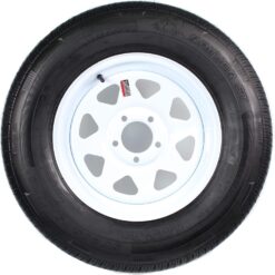 eCustomrim Radial Trailer Tire Rim ST205/75R15 Load Range C SPECIAL BOLT PATTERN 5 Lug on 5 Inch White Spoke Wheel - 6 Year Warranty w/Free Roadside