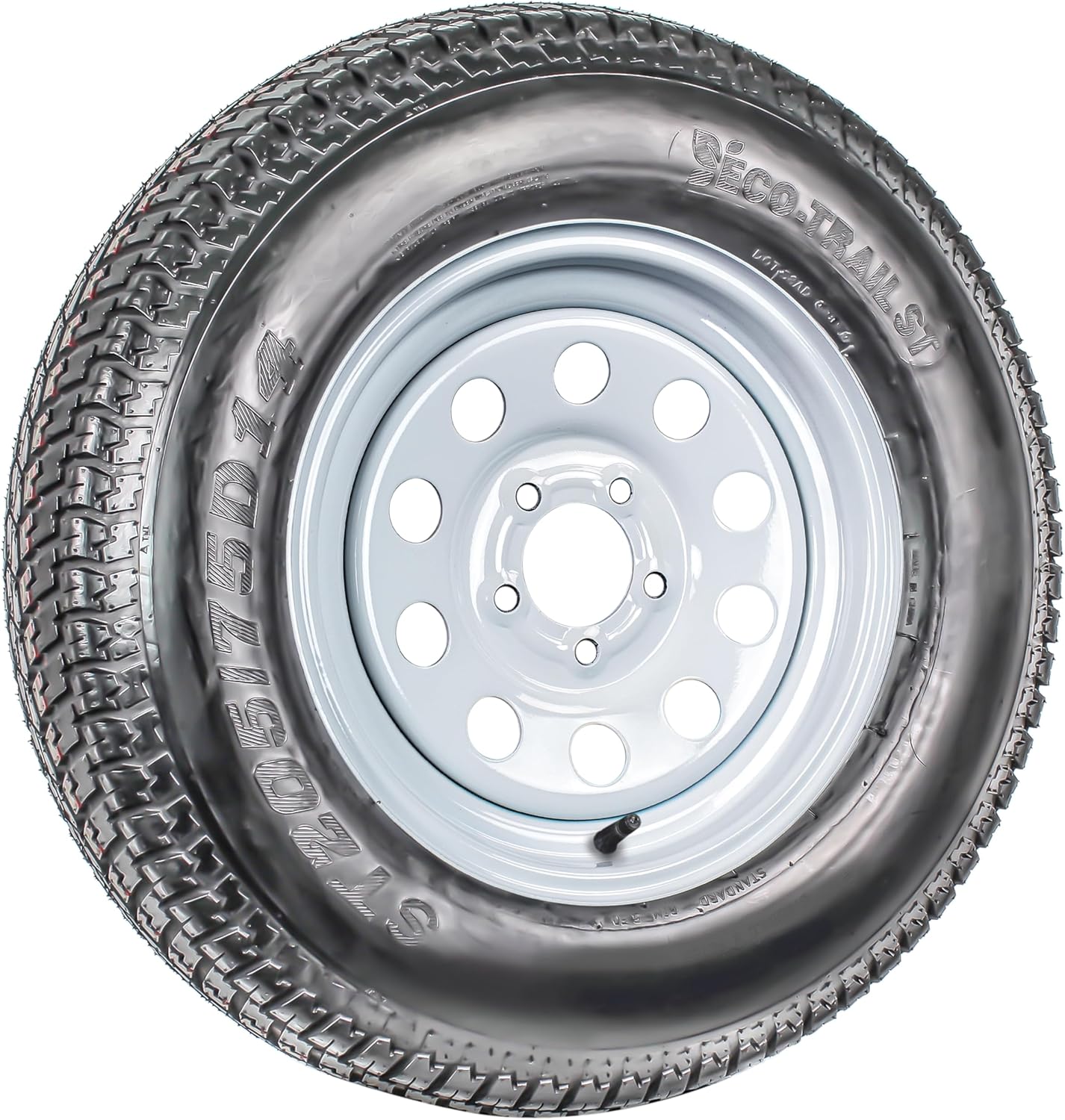 eCustomrim Trailer Tire Rim Assembly ST215/75D14 14 Inch Load Range C 5 Lug White Wheel - 2 Year Warranty w/Roadside