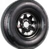 eCustomrim Trailer Radial Tire On Rim ST205/75R14 14 Inch Load Range D 5 Lug On 4.5 Center Black Spoke Wheel - 6 Year Warranty w/Roadside