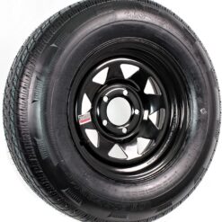 eCustomrim Radial Trailer Tire On Rim ST205/75R14 14 Inch Load C 5 Lug On 4.5 Center Black Spoke Wheel - 6 Year Warranty w/Roadside