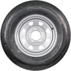 eCustomrim Radial Trailer Tire On Rim ST185/80R13 13 Inch 5 Lug on 4.5 Silver Grey Wheel - 6 Year Warranty w/Roadside