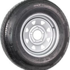 eCustomrim Radial Trailer Tire On Rim ST185/80R13 13 Inch 5 Lug on 4.5 Silver Grey Wheel - 6 Year Warranty w/Roadside