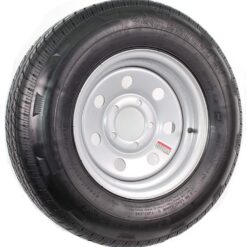 eCustomrim Radial Trailer Tire On Rim ST185/80R13 13 Inch 13X4.5 5 Lug On 4.5 Silver Grey Wheel - 6 Year Warranty w/Roadside