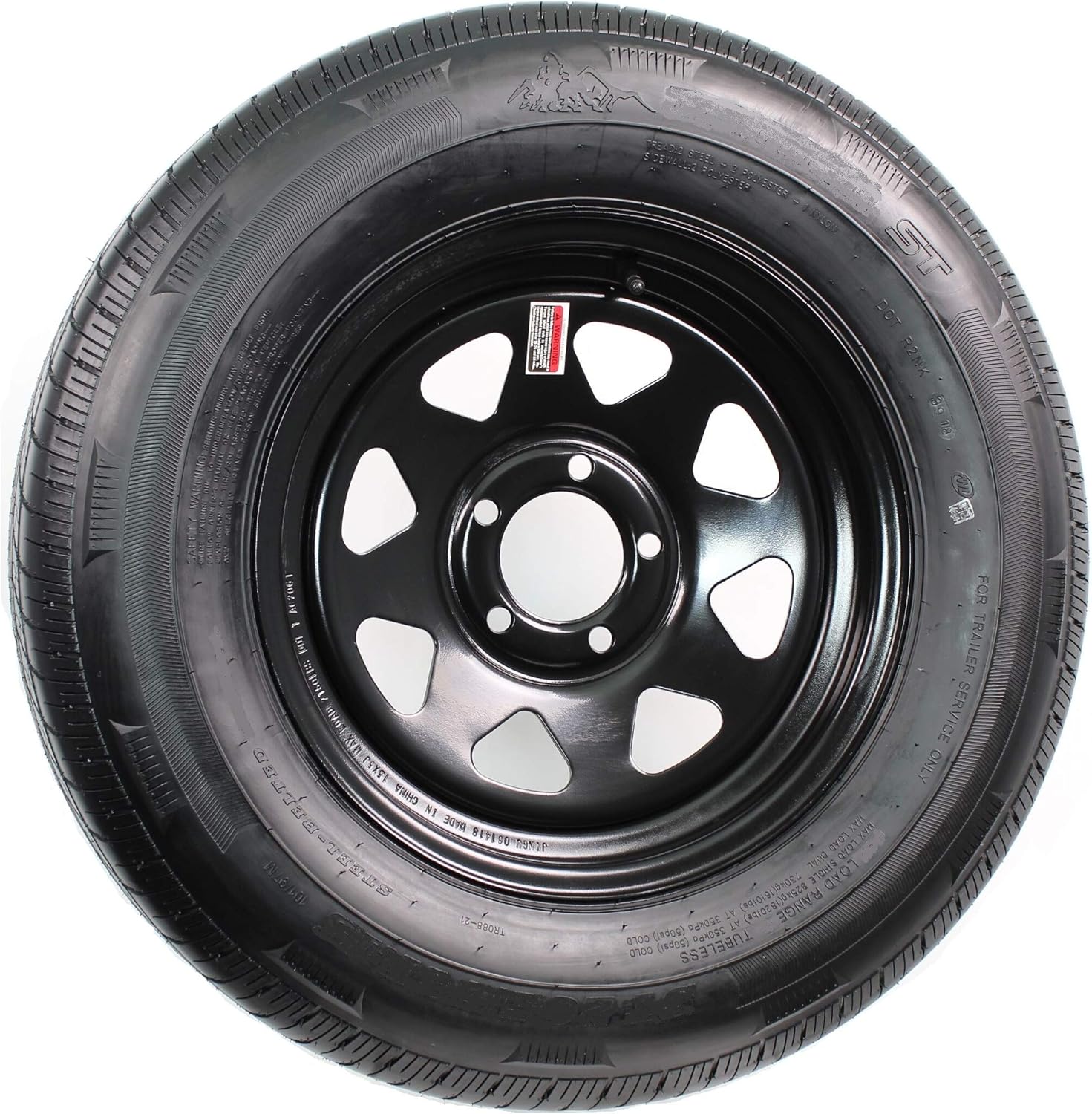 eCustomrim Trailer Tire Rim Assembly ST205/75D14 Load C 14 Inch 5 Lug 4.5 Center Black Wheel - 2 Year Warranty w/Roadside