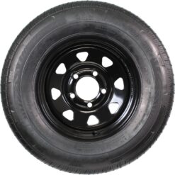 eCustomrim Trailer Tire and Rim Radial ST175/80R13 13 Inch 5 Lug 4.5 Center Black Spoke Wheel - 6 Year Warranty w/Free Roadside