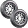 eCustomrim 2-Pack Radial Trailer Tire Rim ST225/75R15 Load D 6 Lug Aluminum T07 Black Wheel - 6 Year Warranty w/Roadside