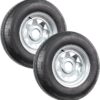 eCustomrim 2-Pack Radial Trailer Tire On Rim ST205/75R14 14 Inch Load Range D 5 Lug Galvanized Spoke Wheel - 6 Year Warranty w/Roadside