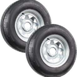 eCustomrim 2-Pack Radial Trailer Tire On Rim ST205/75R14 14 Inch Load Range D 5 Lug Galvanized Spoke Wheel - 6 Year Warranty w/Roadside