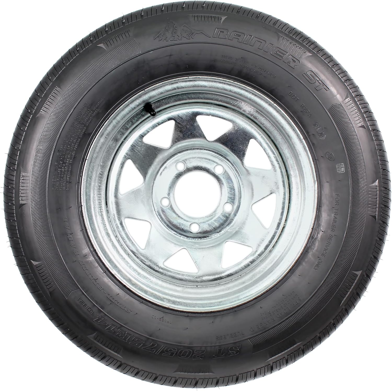 eCustomrim 2-Pack Radial Trailer Tire On Rim ST205/75R14 14 Inch Load Range D 5 Lug Galvanized Spoke Wheel - 6 Year Warranty w/Roadside