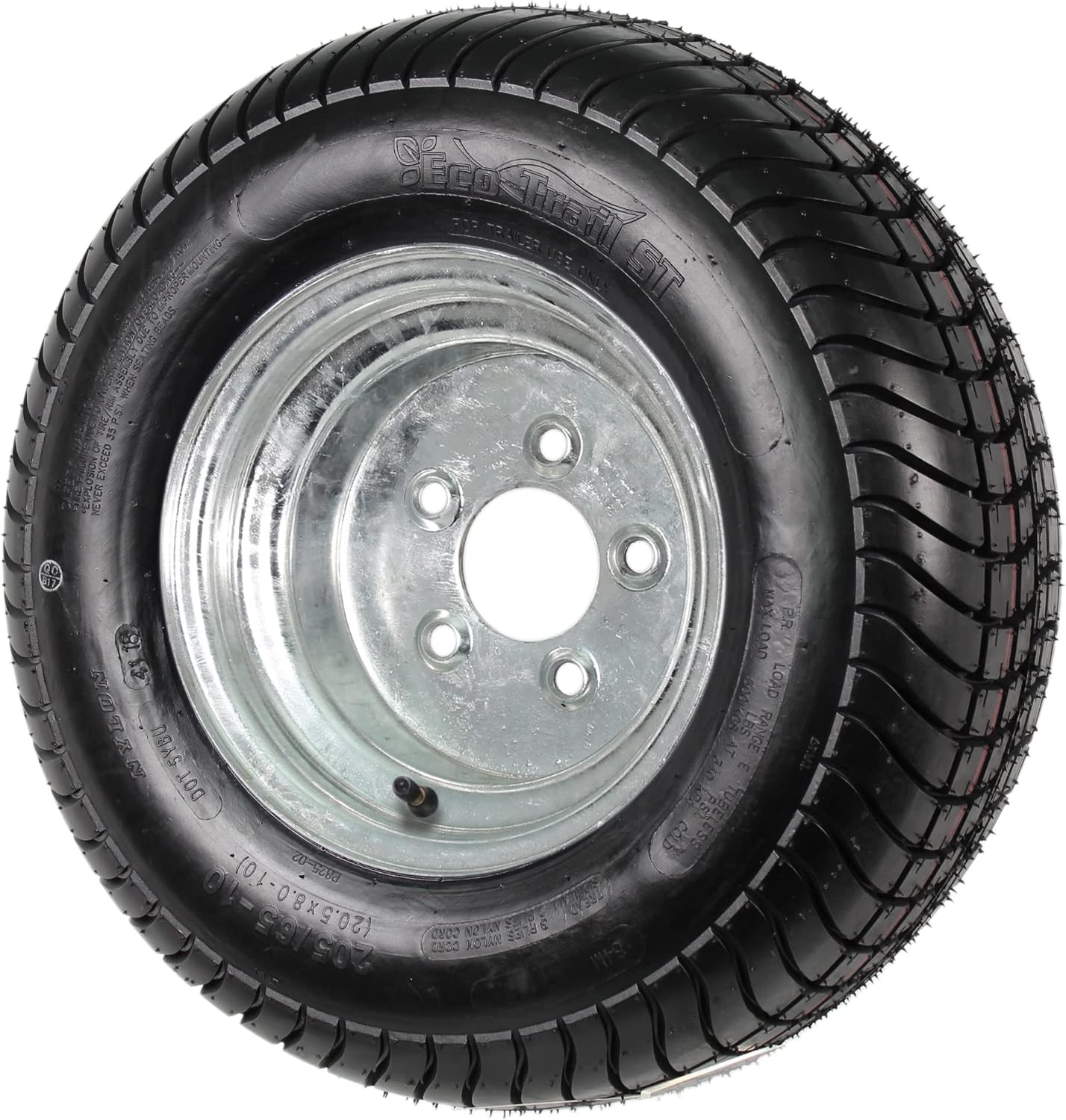 eCustomrim 2-Pack Trailer Tire Rim 20.5X8-10 205/65-10 20.5X8.0-10 10 Inch 5 Lug Galvanized Load C Wheel - 2 Year Warranty w/Roadside