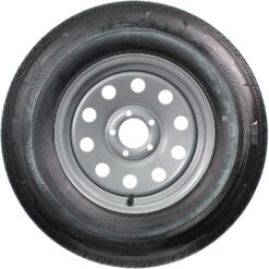 eCustomrim Radial Trailer Tire On Silver Grey Rim ST225/75R15 15 Inch Load D 5 Lug On 4.5 Wheel - 6 Year Warranty w/Roadside