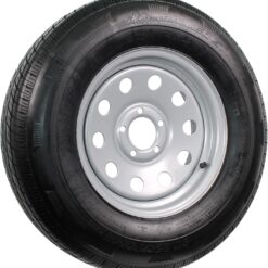 eCustomrim Radial Trailer Tire On Silver Grey Rim ST225/75R15 15 Inch Load D 5 Lug On 4.5 Wheel - 6 Year Warranty w/Roadside