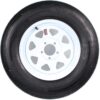 eCustomrim Radial Trailer Tire On White Rim ST225/75R15 15 Inch Load D 5 Lug On 4.5 Spoke Wheel - 6 Year Warranty w/Roadside