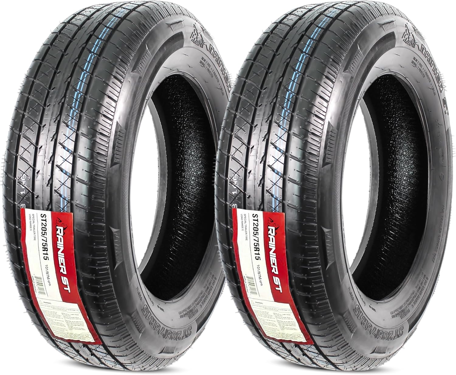 eCustomrim 2-Pack ST205/75R15 DEEP TREAD Load Range D 8 Ply Heavy Duty Steel Belted Radial Trailer Tire 205 75 15 With Curb Guard - 6 Year Warranty w/Roadside