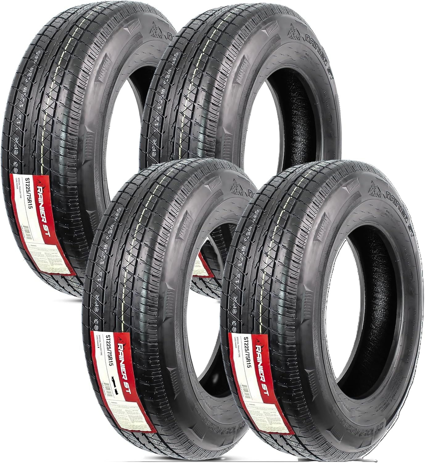 eCustomrim 4-Pack ST225/75R15 DEEP TREAD Heavy Duty Steel Belted Radial Trailer Tire Load D With Curb Guard - 6 Year Warranty w/Roadside