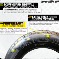 eCustomrim ST235/80R16 DEEP TREAD Heavy Duty Steel Belted Radial Trailer Tire Load E With Curb Guard - 6 Year Warranty w/Free Roadside