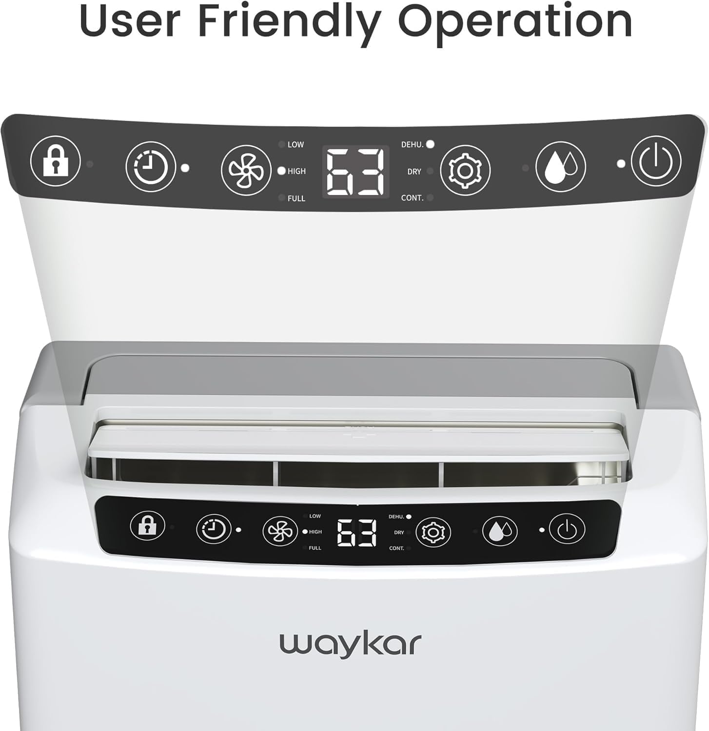 Waykar 2000 Sq. Ft 34 Pints 2025 Most Efficient Energy Star Dehumidifier for Home and Basement with Auto or Manual Drainage, Quiet 33dB Operation, 0.62 Gallon Water Tank Capacity