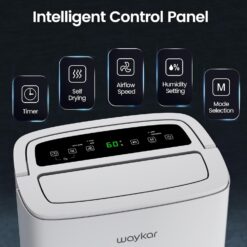Waykar 120 Pints 2025 Energy Star Home Dehumidifier for Spaces up to 6,000 Sq. Ft, Ideal for Basement, Bathroom and Large Room with Drain Hose, Portable, Auto Defrost and Self-Drying