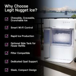 GE Profile Opal 2.0 Ultra Nugget Ice Maker with Scale Inhibiting Filter, Scoop Included, 38 lbs in 24 Hours, Pellet Ice Machine with WiFi & Smart Connected, Stone White