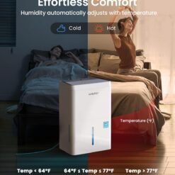 Waykar 150 Pint 2025 Energy Star Dehumidifier with Pump for Large Rooms up to 7,000 Sq. Ft. for Home, Basement, Commercial, Industrial, with Drain Hose & Tank, Auto Defrost, Smart Auto Comfort Mode