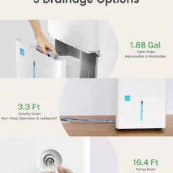 Waykar 150 Pint 2025 Energy Star Dehumidifier with Pump for Large Rooms up to 7,000 Sq. Ft. for Home, Basement, Commercial, Industrial, with Drain Hose & Tank, Auto Defrost, Smart Auto Comfort Mode