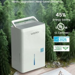 Waykar 5000 Sq.Ft Energy Star Dehumidifier for Basement & Home, 80 Pint/Day with Drain Hose & Tank, Ultra Quiet (40 dB), Smart Auto Comfort Mode