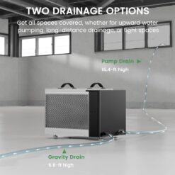 Waykar 125 Pint Crawl Space Dehumidifier with Pump & Drain Hose for Basements, Commercial & Water Damage Spaces up to 6500 Sq. Ft., Compact, Strong Dehumidification, 5-Year Quality Coverage