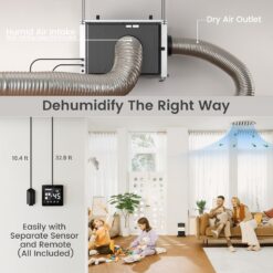 Waykar 216 Pints Crawl Space Dehumidifier with Pump, Remote Control & Dual Duct, HVAC Commercial Dehumidifier for Basement, Whole House & Water Damage, 8000 Sq. Ft, 10-90% RH - 5-Year Quality Coverage