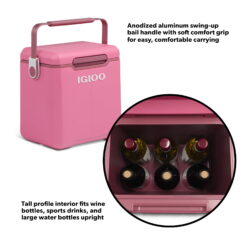 Igloo Tag-a-Long Too Highrise 19 QT Hard-Sided Cooler, Thrift Pink