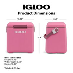 Igloo Tag-a-Long Too Highrise 19 QT Hard-Sided Cooler, Thrift Pink