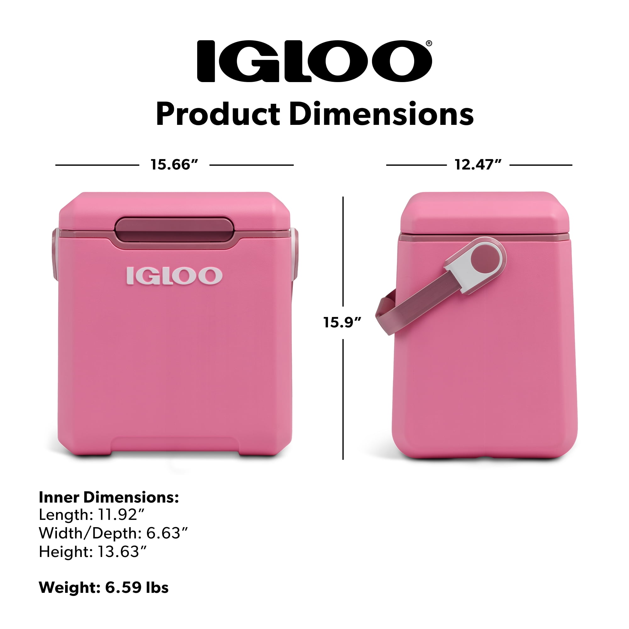 Igloo Tag-a-Long Too Highrise 19 QT Hard-Sided Cooler, Thrift Pink