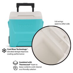 Igloo 16 QT Laguna Hard Side Ice Chest Cooler with Wheels, Aqua Blue