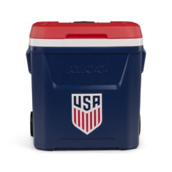 Igloo x USSF 60 QT Laguna Ice Chest Cooler with Wheels, US Soccer Rolling Cooler for Games and Practices, Red White and Blue
