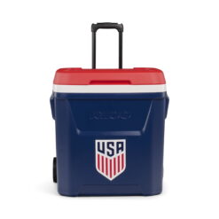 Igloo x USSF 60 QT Laguna Ice Chest Cooler with Wheels, US Soccer Rolling Cooler for Games and Practices, Red White and Blue