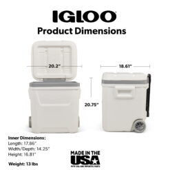 Igloo 60 QT Marine Ice Chest Cooler with Wheels, White