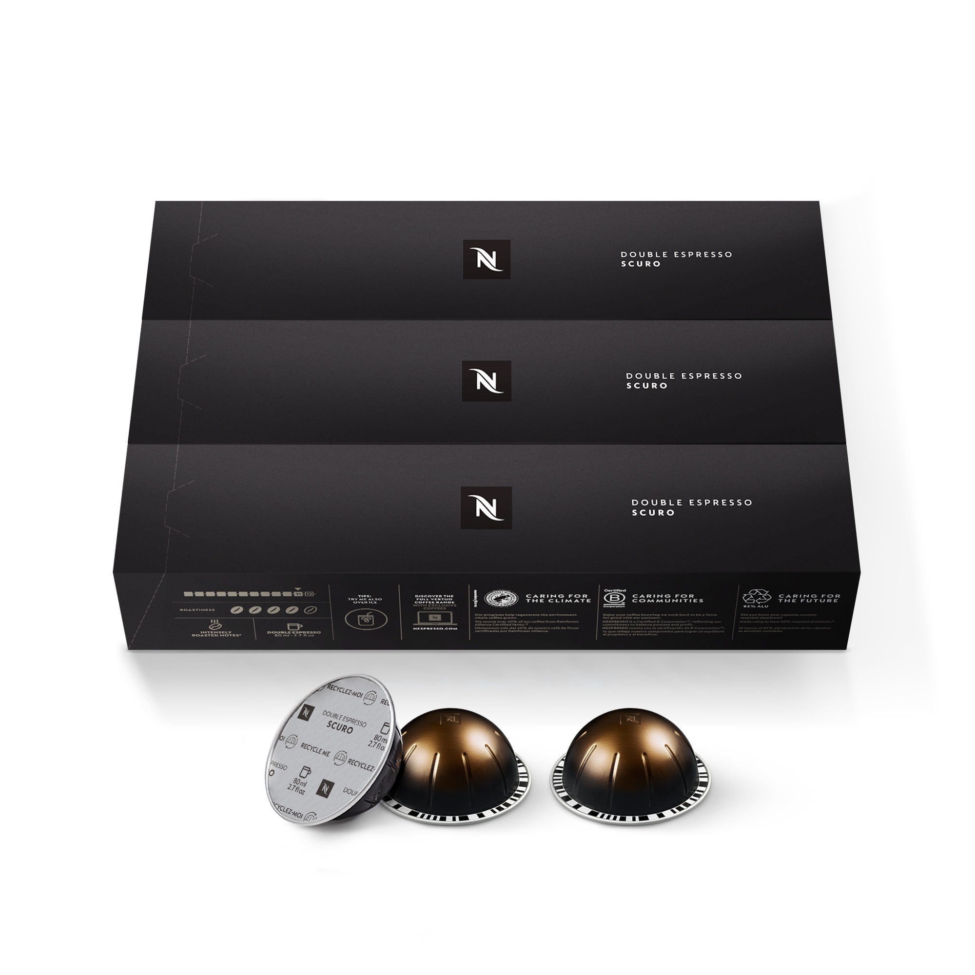 Nespresso Capsules Vertuo, Double Espresso Scuro, Dark Roast Espresso Coffee, 30-Count Coffee Pods