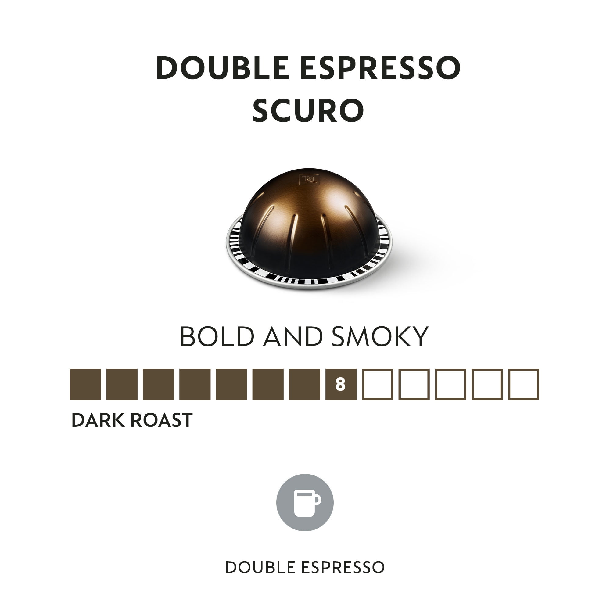 Nespresso Capsules Vertuo, Double Espresso Scuro, Dark Roast Espresso Coffee, 30-Count Coffee Pods