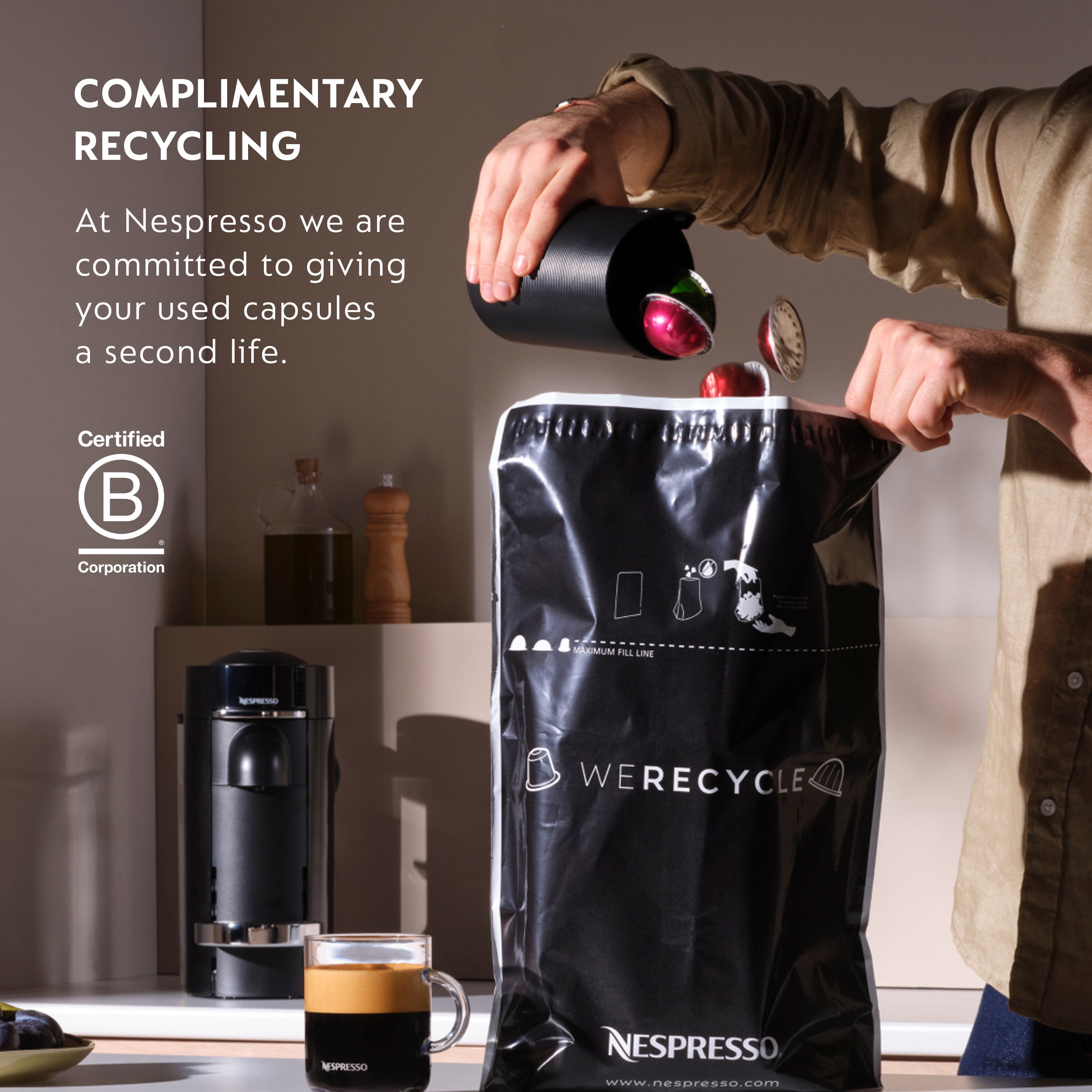 Nespresso Capsules Vertuo, Half Caffeinato, Mild Roast Coffee, 30-Count Coffee Pods